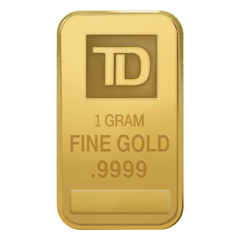 1gram Gold TD Bank Bar - Front - Royal Bull Silver Gold