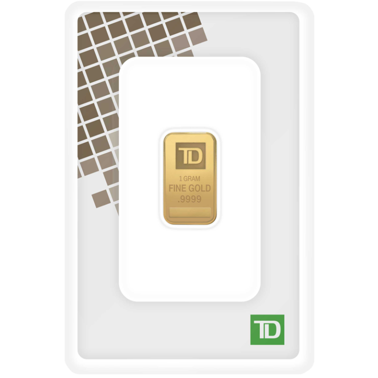 1gram Gold TD Bank Bar - package - Royal Bull Silver Gold