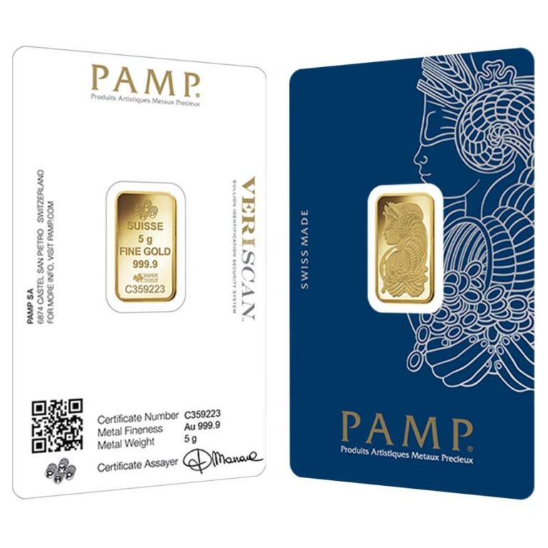 5gram Gold PAMP Fortuna Bar - package