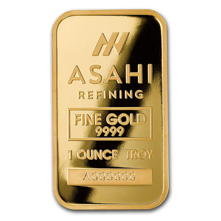 1oz Asahi Refining Gold Bar - In Assay - Front - Royal Bull Silver Gold