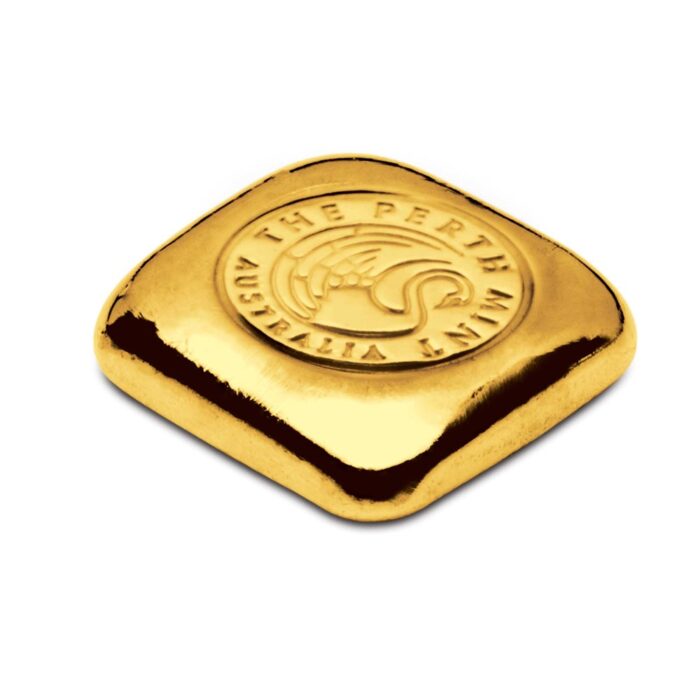 1oz-Perth-Mint-Cast-Gold-Button-Bar-Royal-Bull