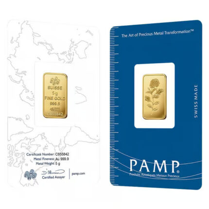 5gram PAMP Suisse Rosa Gold Bar in Assay - Royal Bull