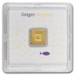 1gram Geiger Gold Bar in Assay – Christian Fish - Royal Bull Precious Metals