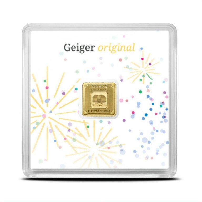 1gram Geiger Gold Bar in Assay – Fireworks - Royal Bull Precious Metals