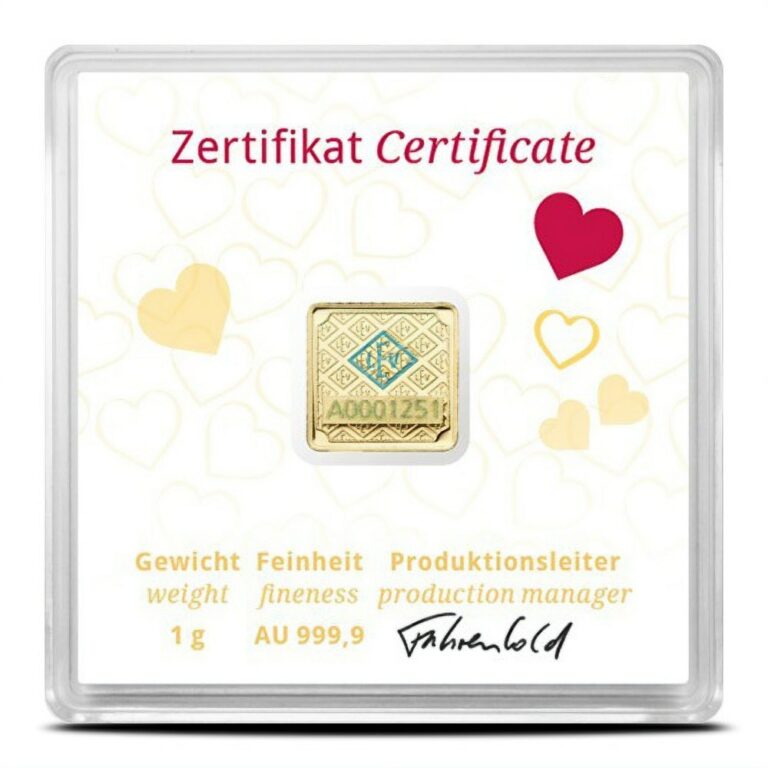 1gram Geiger Gold Bar in Assay – Love Hearts - Royal Bull Canada