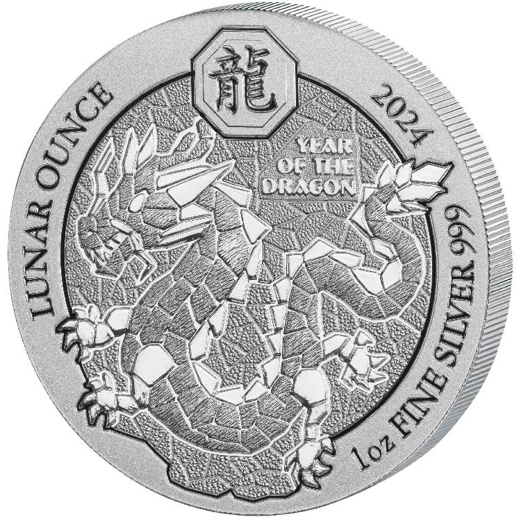 1oz Year of the Dragon Rwanda Lunar Silver Coin 2024 Royal Bull