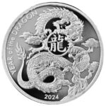 1oz year of the dragon asahi silver round - royal bull