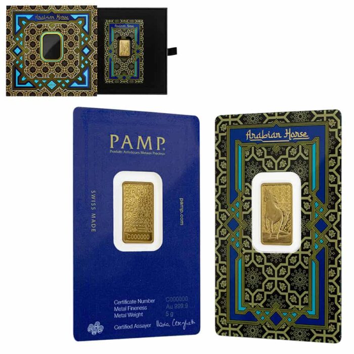 5gram Arabian Horse Gold Bar with Pendant Frame – PAMP - Royal Bull Precious Metals