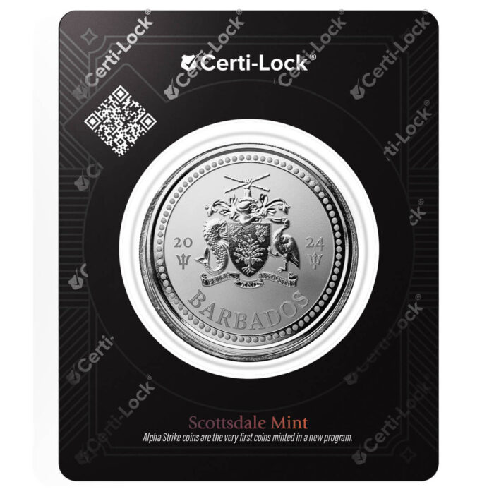 1oz Trident Proof-Like Silver Coin - Barbados 2024 - Alpha Strike Edition - Royal Bull