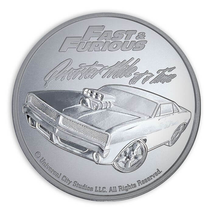 2023 1oz Fast & Furious Quarter Mile at a Time Silver Coin - Samoa - Royal Bull