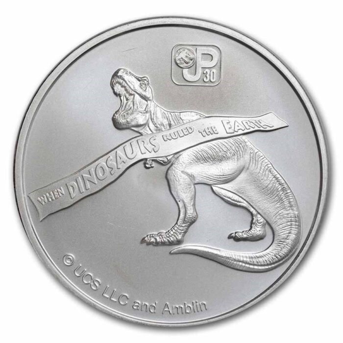 2023 1 oz Jurassic Park 30th Anniversary Silver Coin - Fiji - Royal Bull