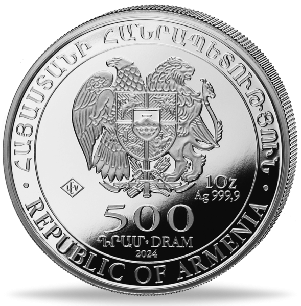 2024 1oz Charles Aznavour - Armenian 500 Dram 1oz Proof Silver Coin - Geiger Edelmetalle - Royal Bull