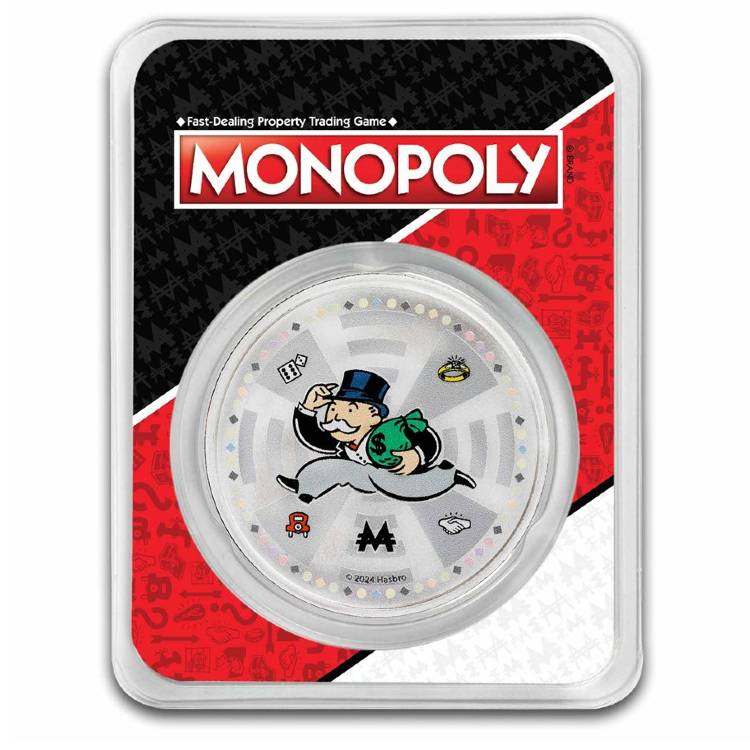 2024 Mr Monopoly Colorized 1oz Silver Coin in Assay - Samoa - Royal Bull