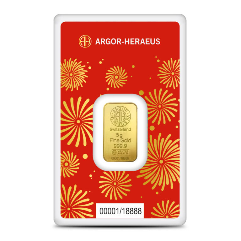 2025 Lunar Year of the Snake 5gram Gold Bar - Argor Hereaus - Royal Bull