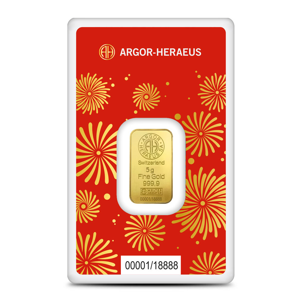 2025 Lunar Year of the Snake 5gram Gold Bar Argor Hereaus Royal Bull