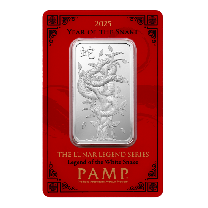 2025 PAMP 1 oz Lunar Year of the Snake Silver Bar in Assay - Royal Bull