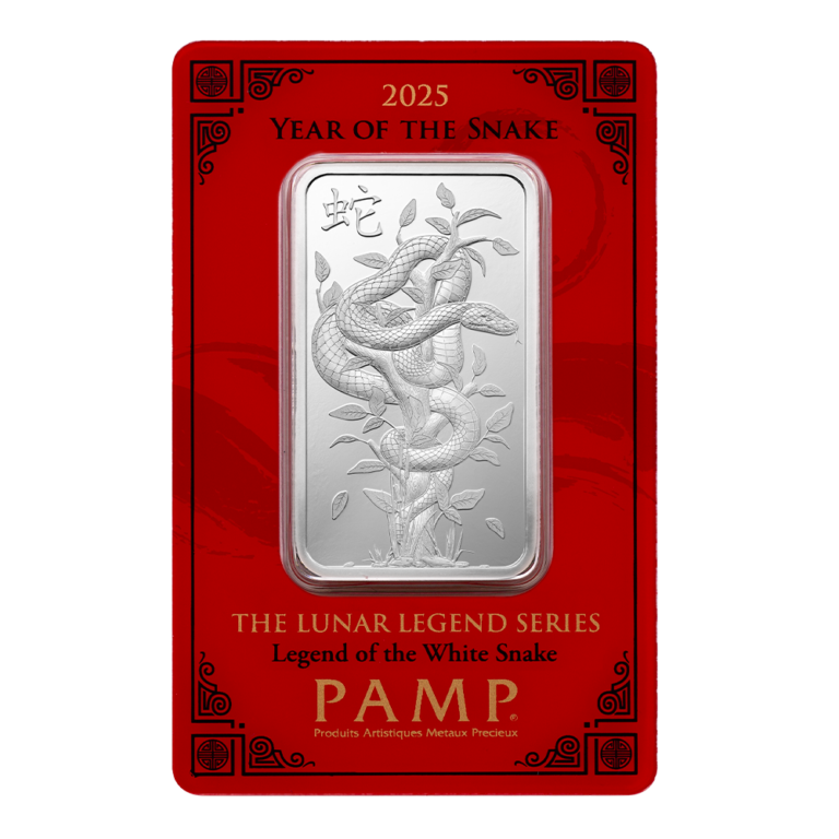 2025 PAMP 1 oz Lunar Year of the Snake Silver Bar in Assay - Royal Bull