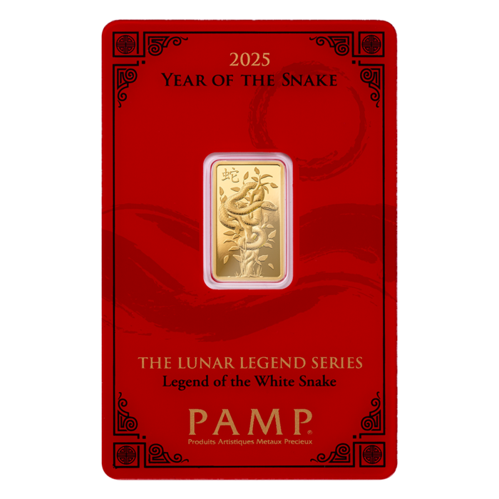 2025 PAMP 5gram Lunar Year of the Snake Gold Bar in Assay - Royal Bull