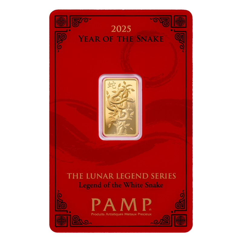 2025 PAMP 5gram Lunar Year of the Snake Gold Bar in Assay - Royal Bull