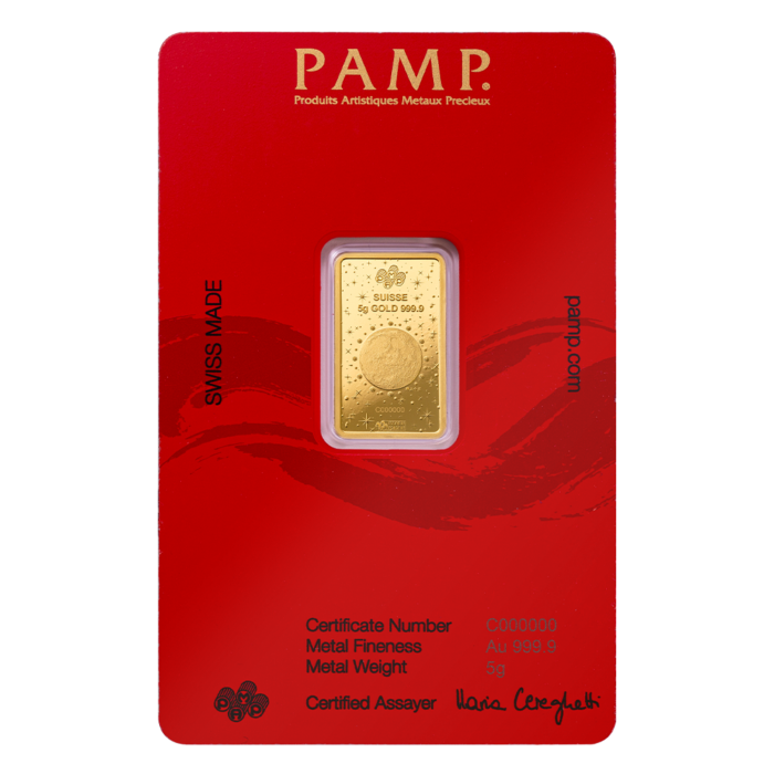 2025 PAMP 5gram Lunar Year of the Snake Gold Bar in Assay - Royal Bull Precious Metals