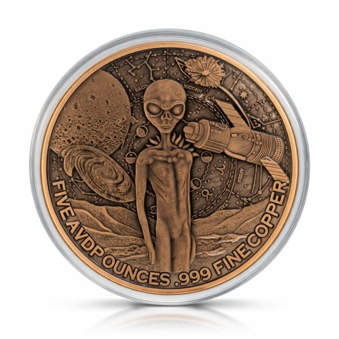 5oz Alien .999 Copper Coin in Capsule - Royal Bull