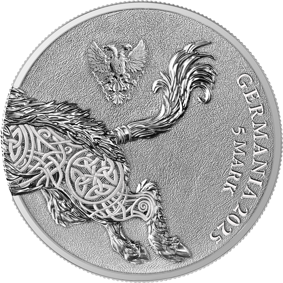 2025 1oz Germania Beast Gullinbursti Geminus Silver Coin - MS70