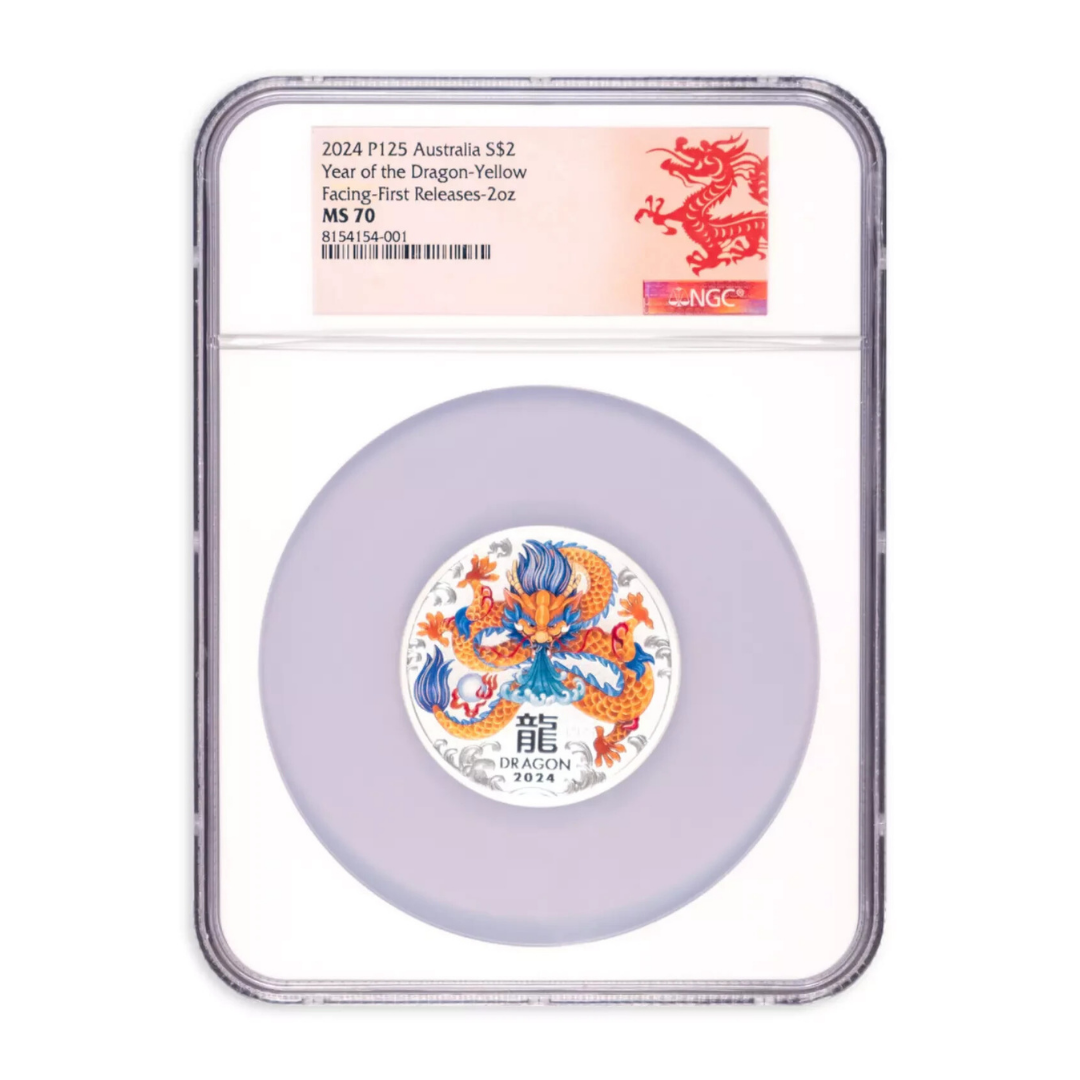 2oz dragon ms70 2024 Lunar Series Year of the Dragon 2oz Silver Coin - NGC MS 70 - Image 1