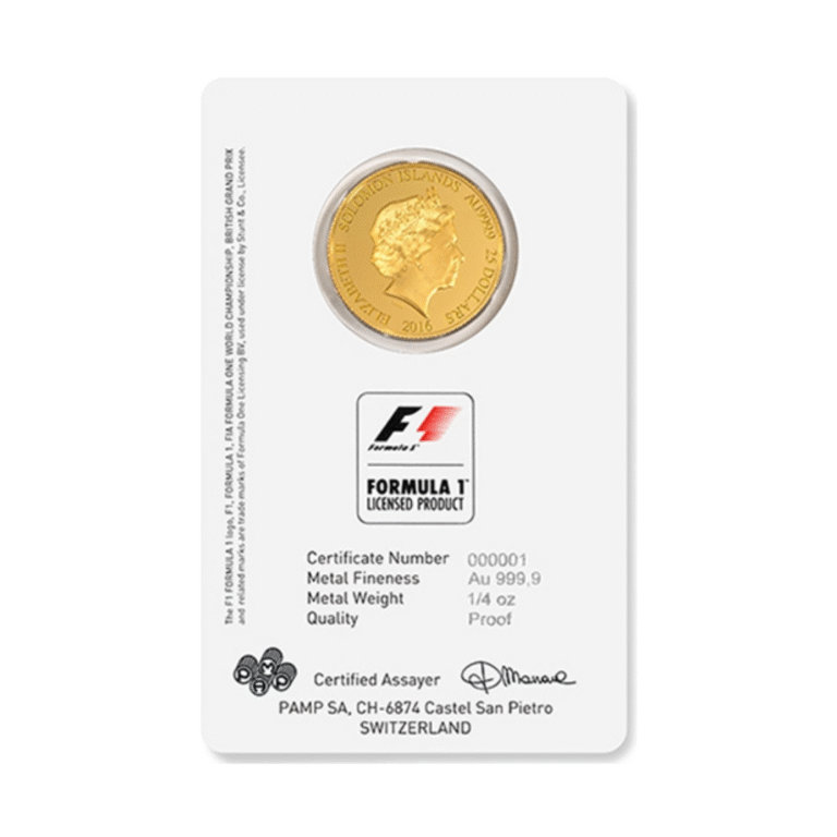 2016 1/4 oz $25 SI Gold Formula 1® British Grand Prix (In Assay ...