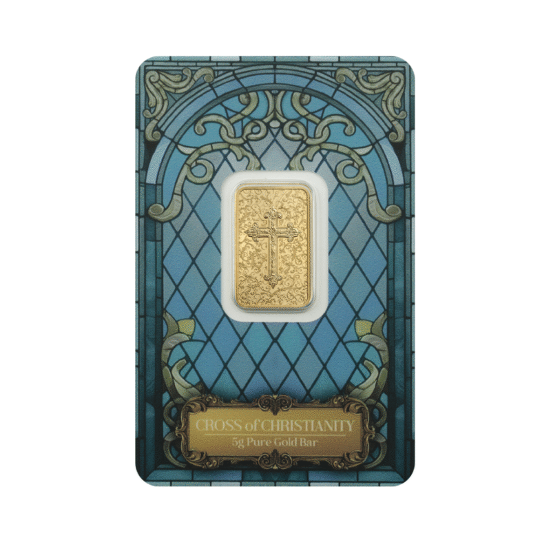 5 Gram Cross of Christianity Gold Bar PAMP - Royal Bull