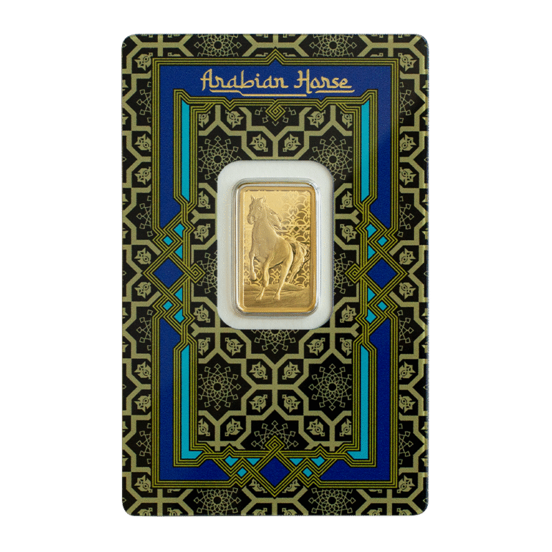 5 gram Pamp Arabian Horse Gold Bar with Pendant Frame - PAMP - Royal Bull