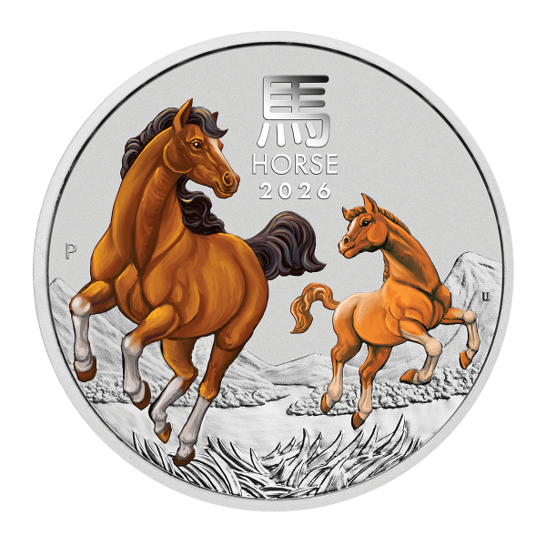 8756_1200x1200_base_v1 2 oz Year of the Horse Colorized Silver Coin 2026 - Royall Bull
