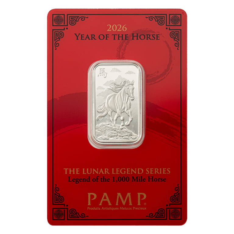 10 gram Silver 2026 Year of the Horse Bar - PAMP - Royal Bull