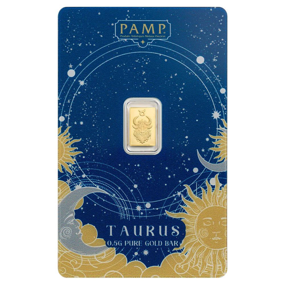 zodiac_taurus-certipamp 1/2 Gram Taurus Zodiac Gold Bar (in Assay) - PAMP Suisse - Image 1