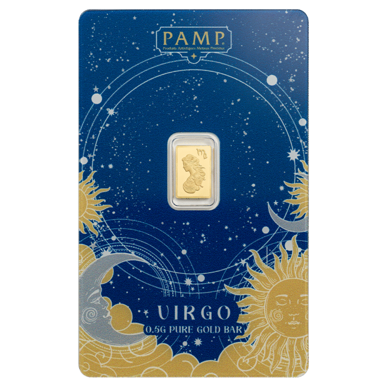 1/2 Gram Virgo Zodiac Gold Bar PAMP Suisse - Royal Bull