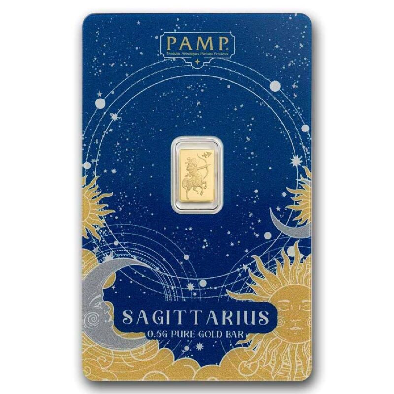 1/2 Gram Sagittarius Zodiac Gold Bar (in Assay) – PAMP Suisse - Royal Bull