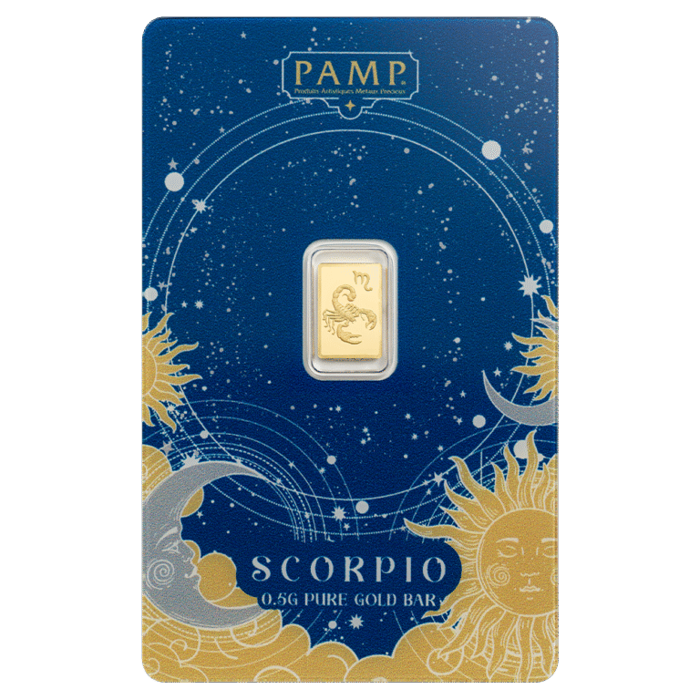 1/2 Gram Scorpio Zodiac Gold Bar (in Assay) – PAMP Suisse - Royal Bull