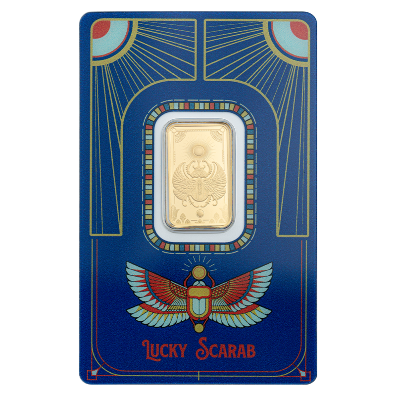 5 Gram Lucky Scarab Gold Bar PAMP - Royal Bull