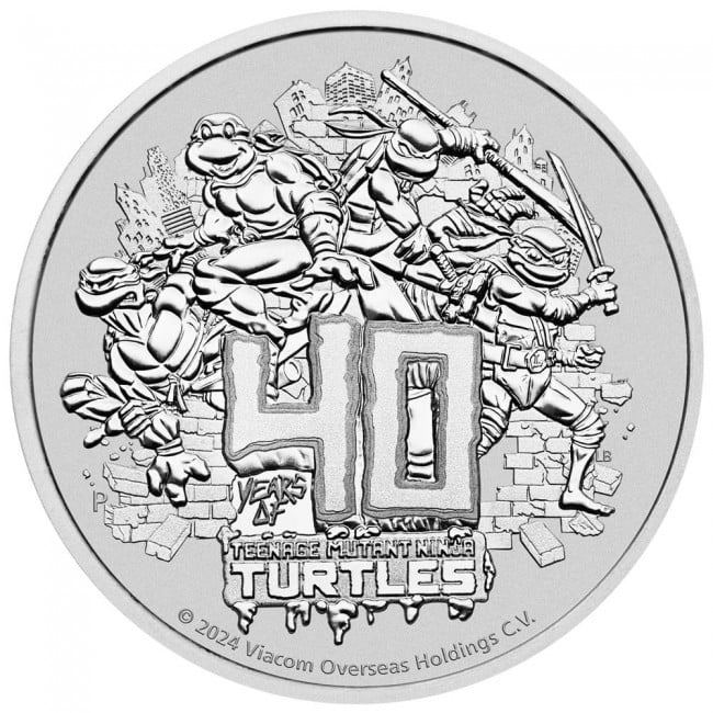 1 oz Teenage Mutant Ninja Turtles 40th Anniversary Silver Coin 2024 - Royal Bull